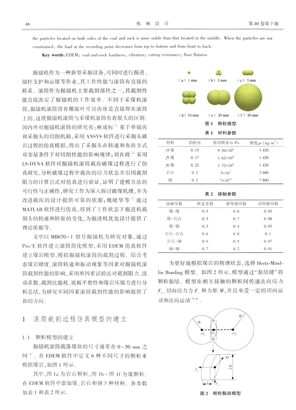 不同因素下掘锚机滚筒截割性能仿真分析.pdf_第2页