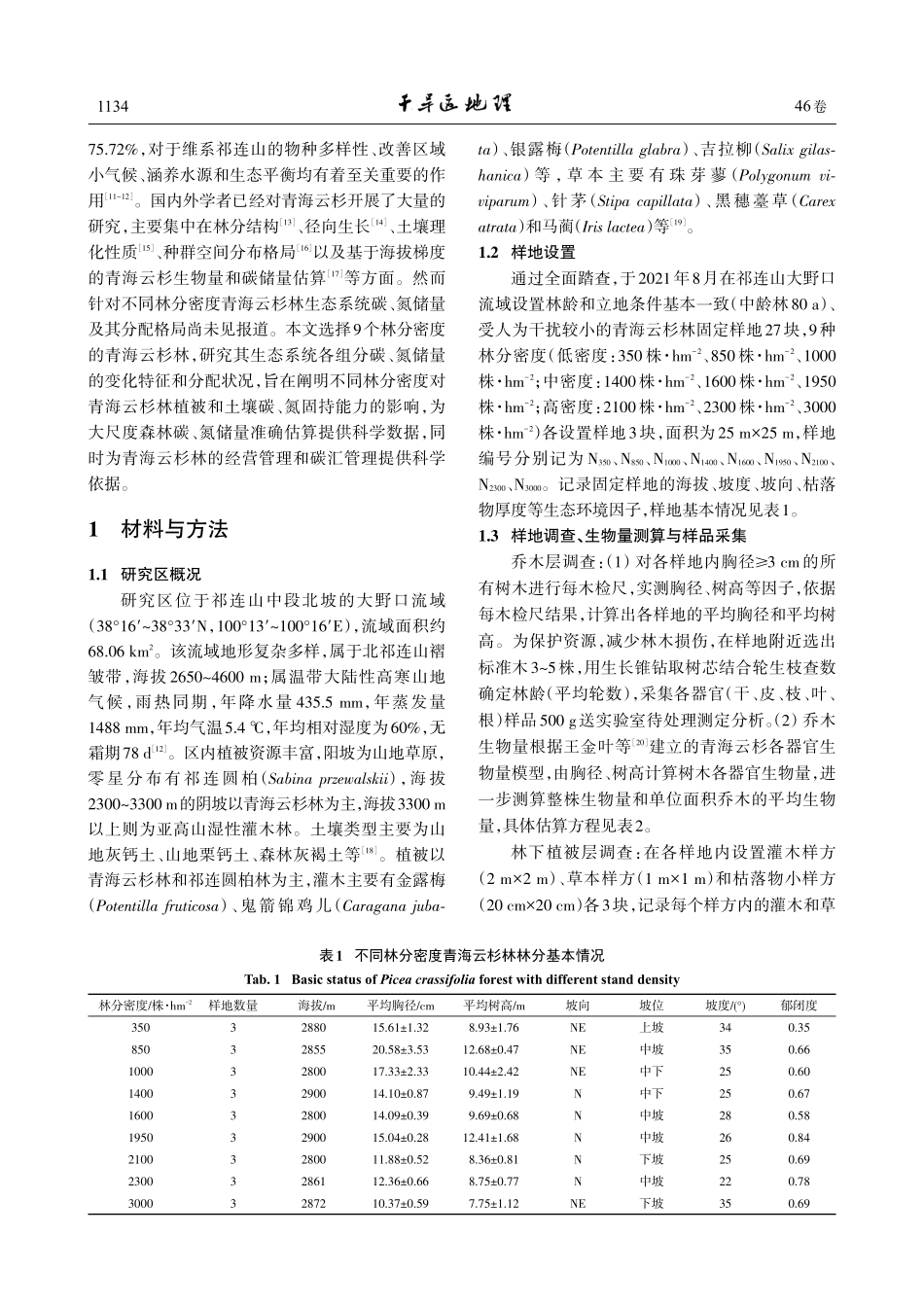 不同林分密度青海云杉林碳氮储量及其分配格局.pdf_第2页