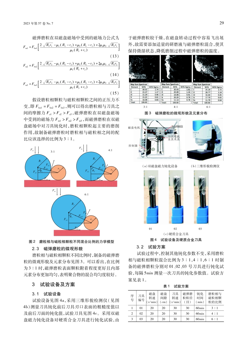 磁弹磨粒配比的力学模型及试验分析.pdf_第3页