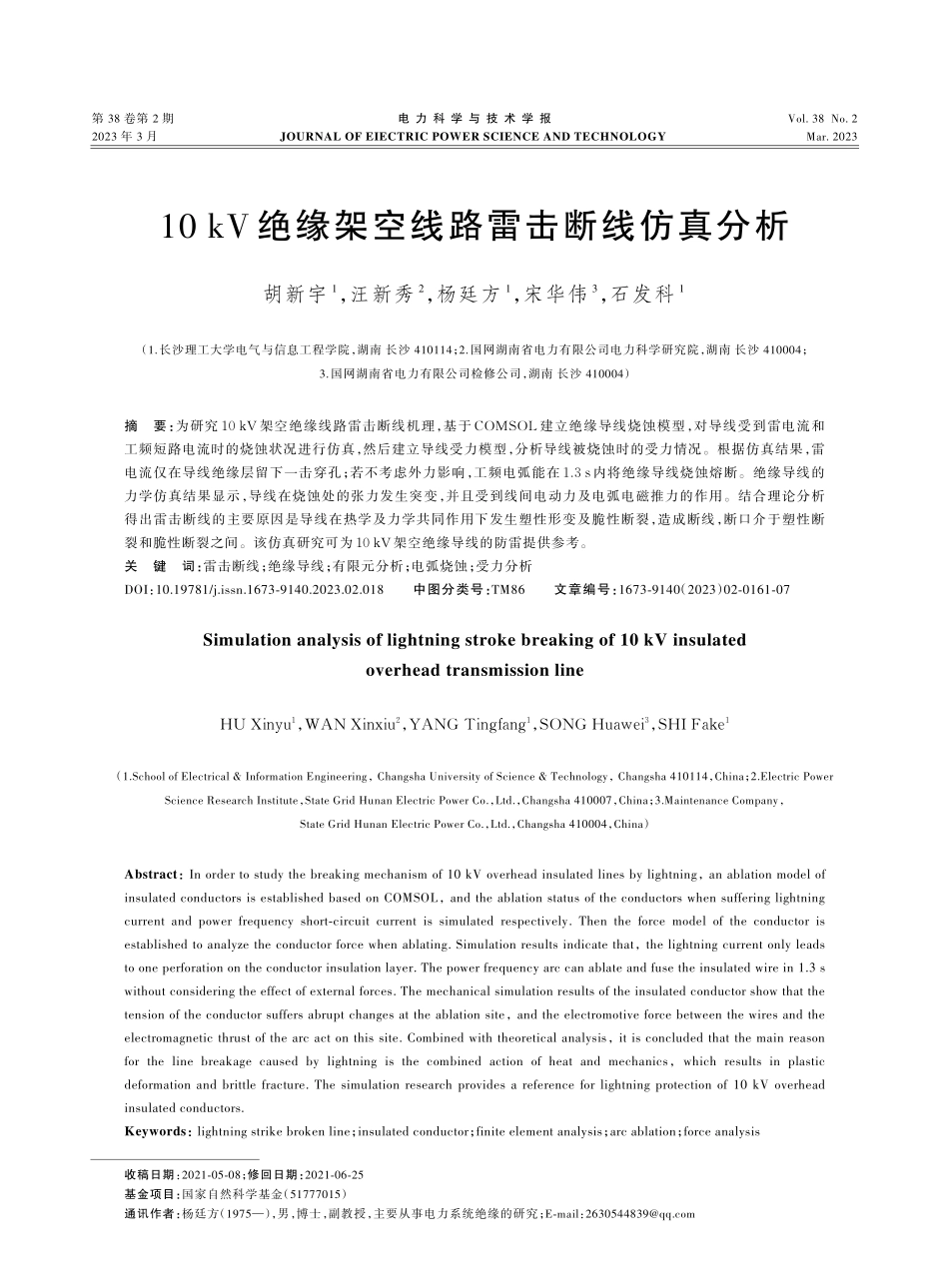 10 kV绝缘架空线路雷击断线仿真分析.pdf_第1页