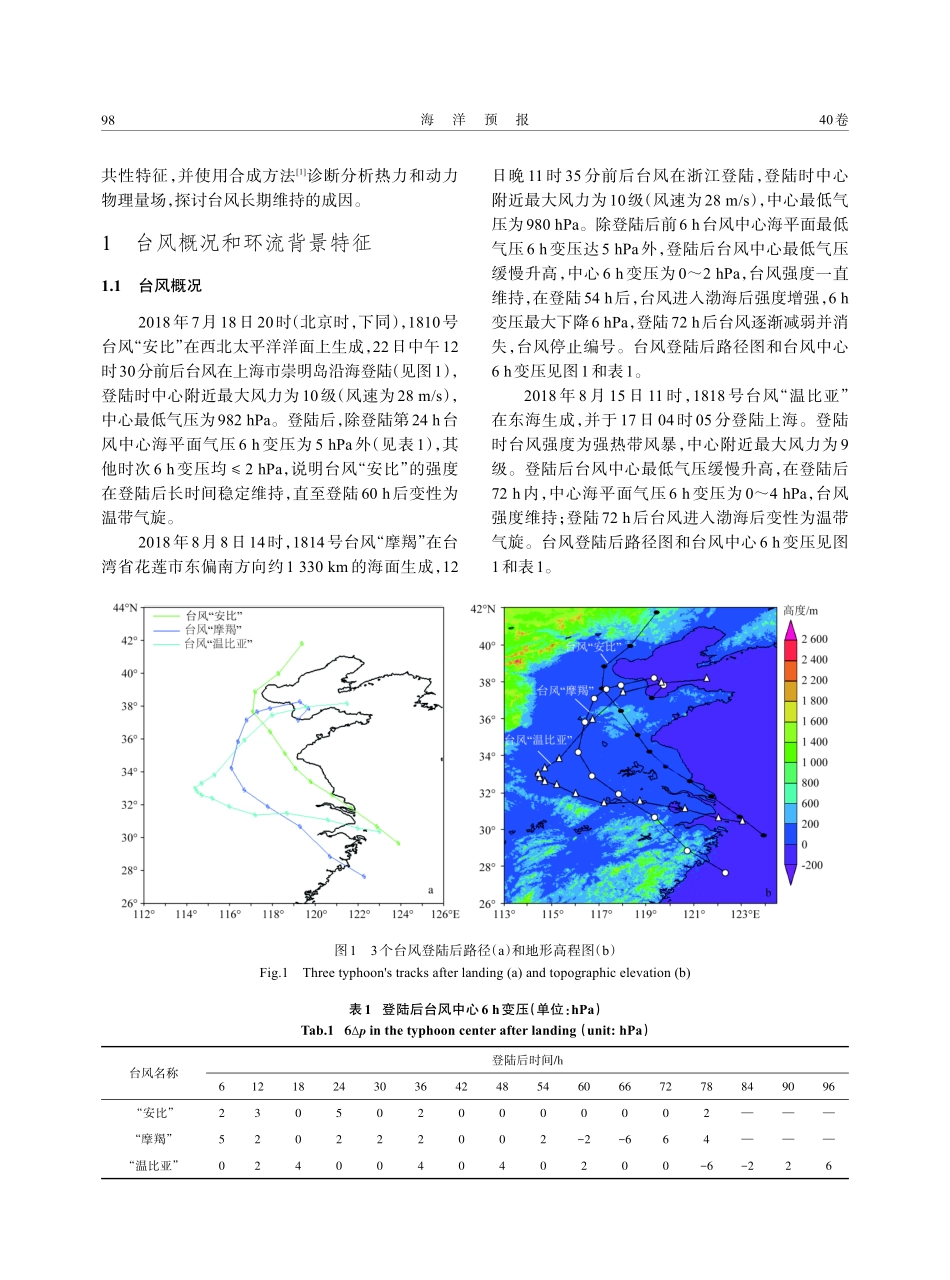 2018年3个登陆北上台风长期维持环境条件分析.pdf_第2页