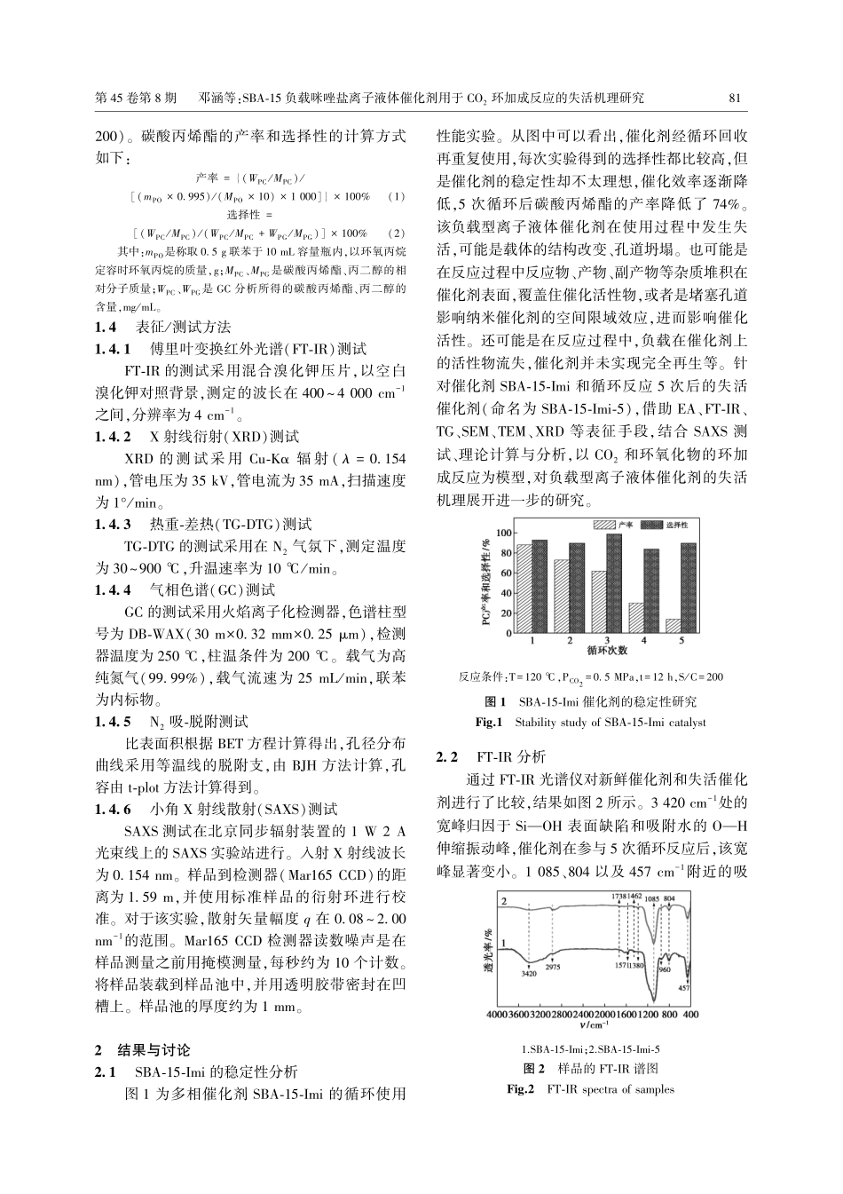 SBA-15负载咪唑盐离子液体催化剂用于CO_%282%29环加成反应的失活机理研究.pdf_第3页