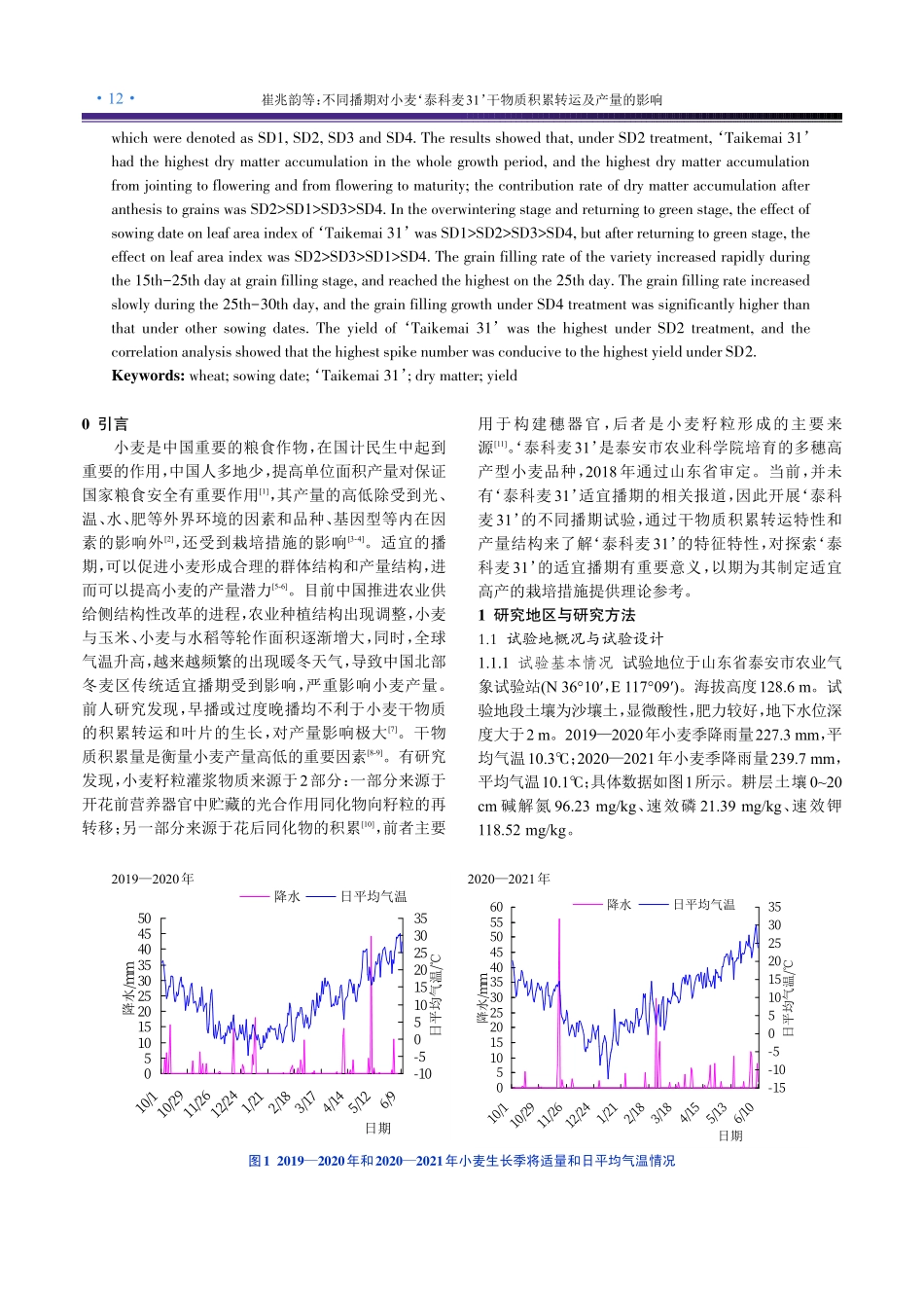 不同播期对小麦‘泰科麦31’干物质积累转运及产量的影响.pdf_第2页