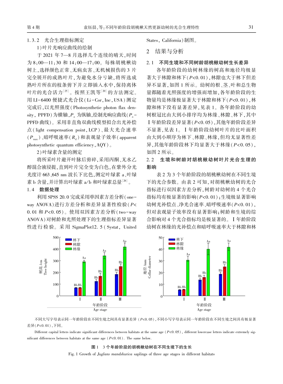 不同年龄阶段胡桃楸天然更新幼树的光合生理特性.pdf_第3页