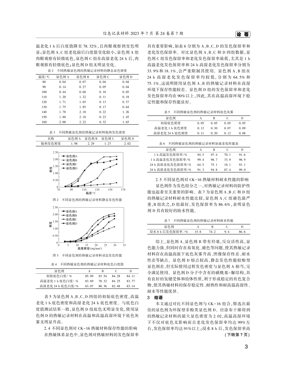 不同显色剂对热敏记录材料发色和保存性能的影响.pdf_第3页