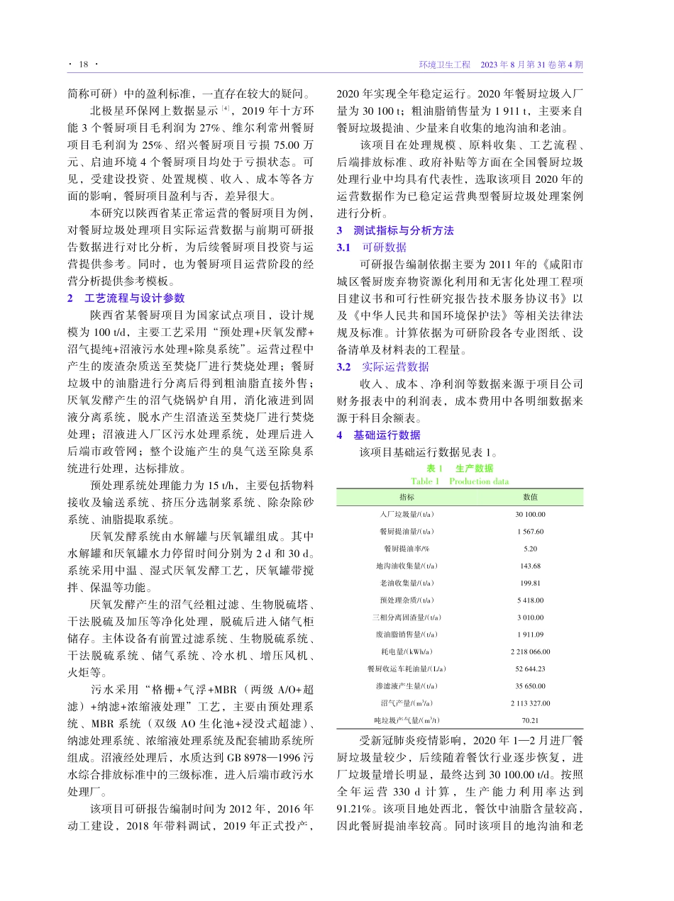 餐厨垃圾处理项目运营现状分析——以陕西省某餐厨垃圾处理项目为例.pdf_第2页