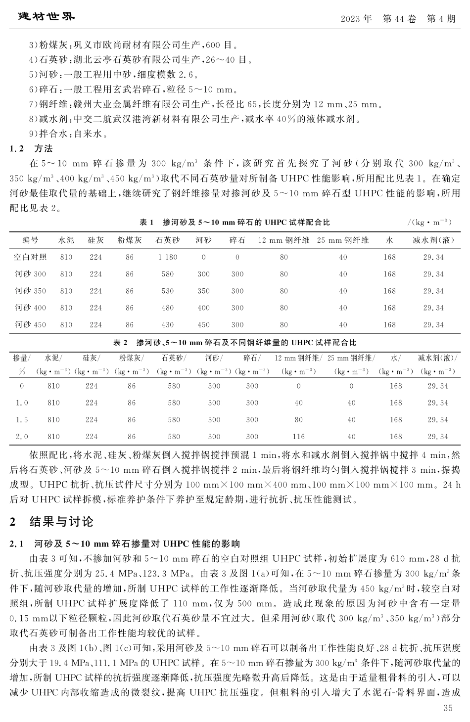 掺河砂及5-10 mm碎石型UHPC试验研究.pdf_第2页