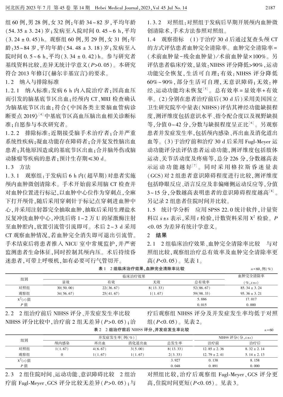 超早期微创手术与早期手术治疗中等量基底节区HICH的临床效果.pdf_第2页