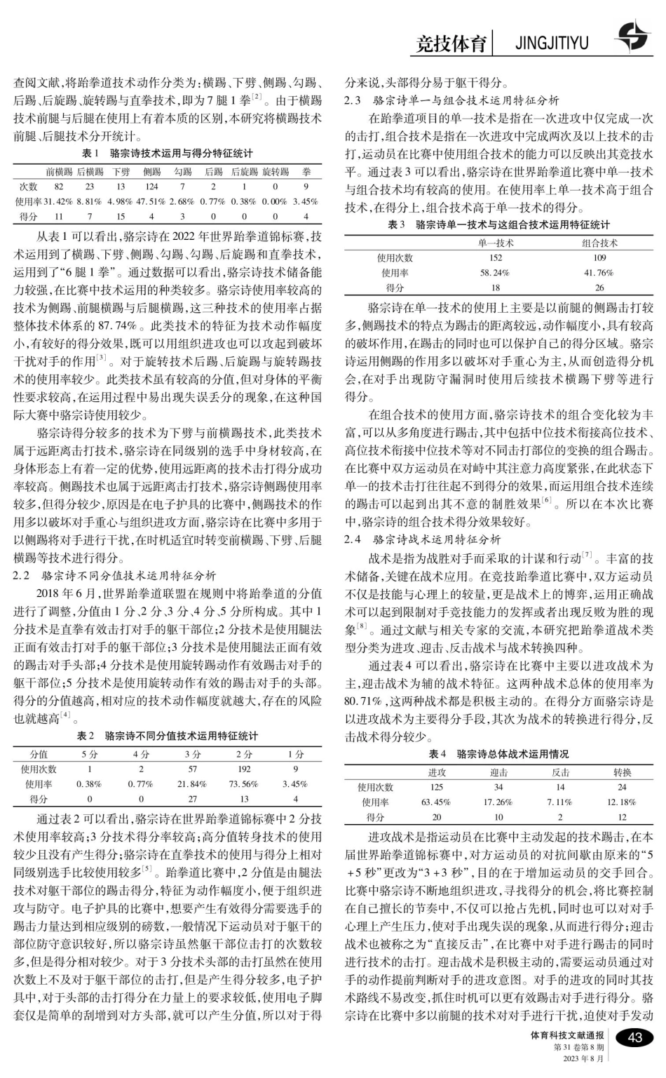 2022年世界跆拳道锦标赛女子57kg级冠军骆宗诗技战术特征分析.pdf_第2页