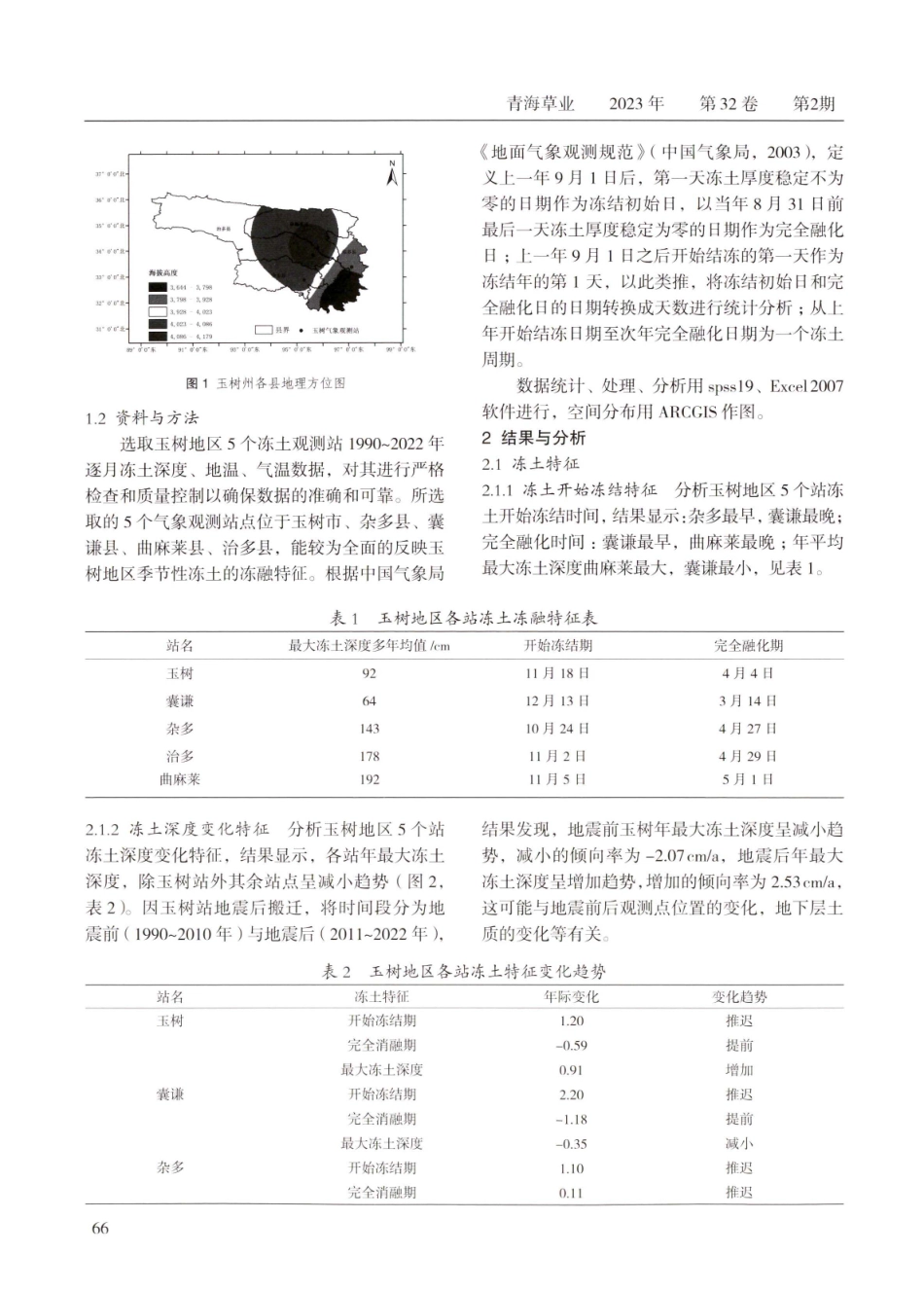 1990-2022年气候变化对玉树地区季节性冻土的影响.pdf_第2页