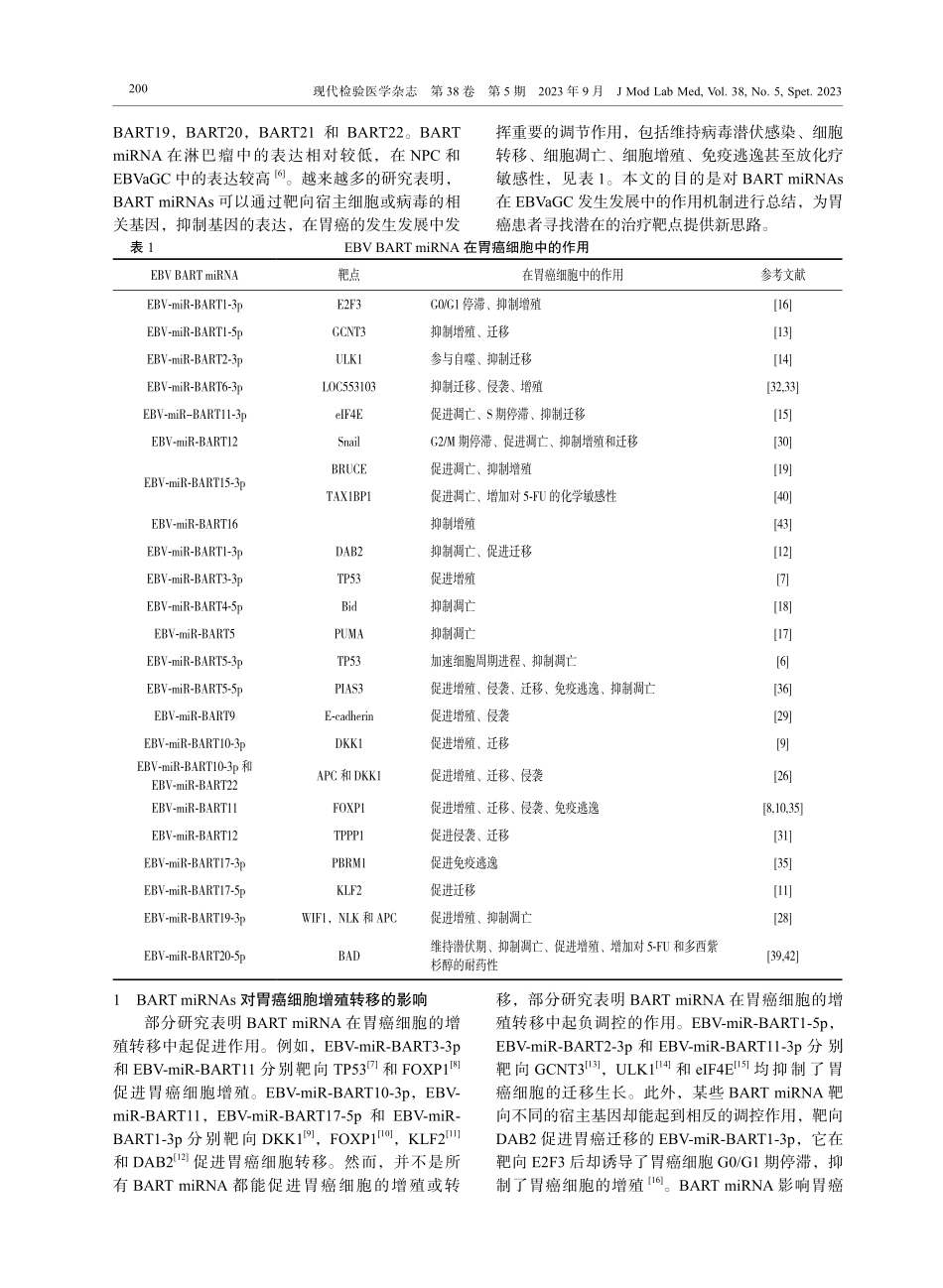 EB病毒BART miRNAs在胃癌中的作用机制研究进展.pdf_第2页