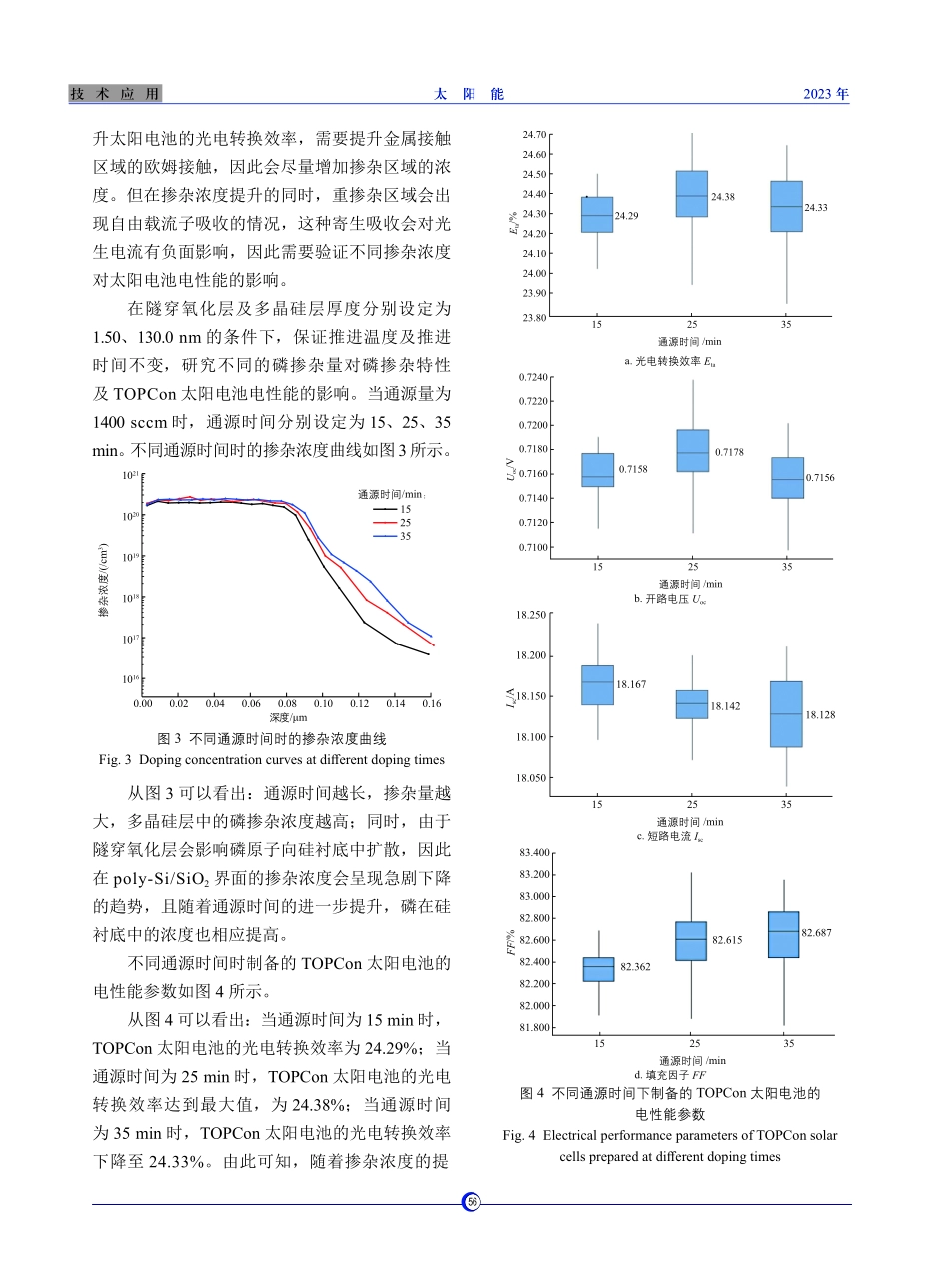 TOPCon太阳电池中多晶硅层磷掺杂工艺的优化及其对电性能的影响.pdf_第3页