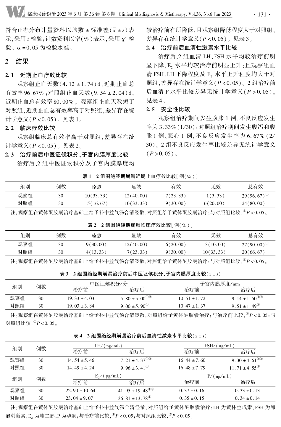 补中益气汤合清经散治疗围绝经期崩漏临床效果观察.pdf_第3页