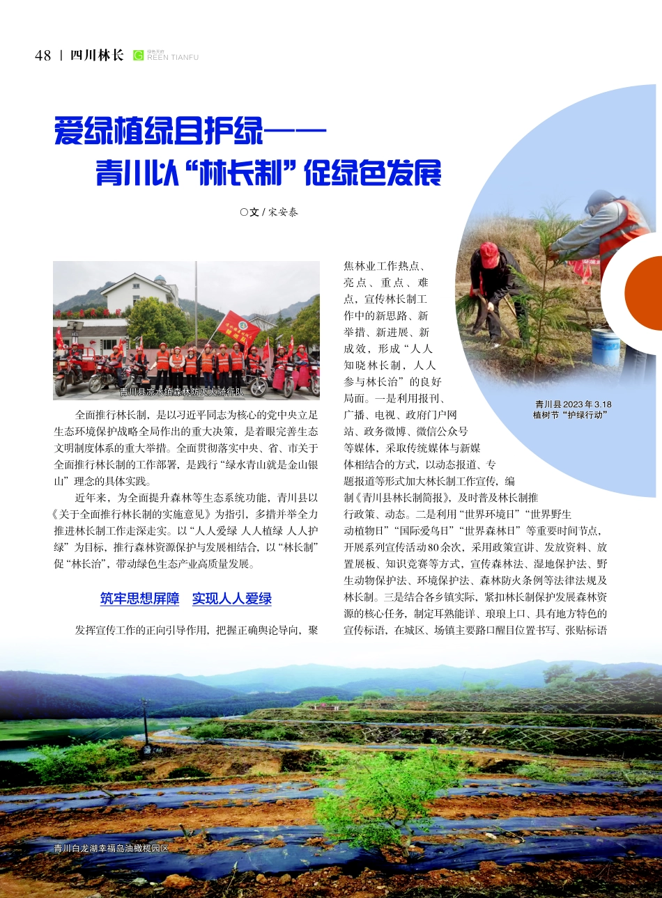 爱绿植绿且护绿——青川以“林长制”促绿色发展.pdf_第1页