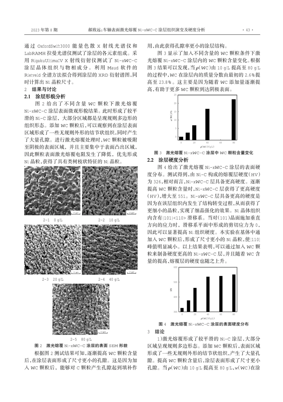车轴表面激光熔覆Ni-xWC-C涂层组织演变及硬度分析.pdf_第2页