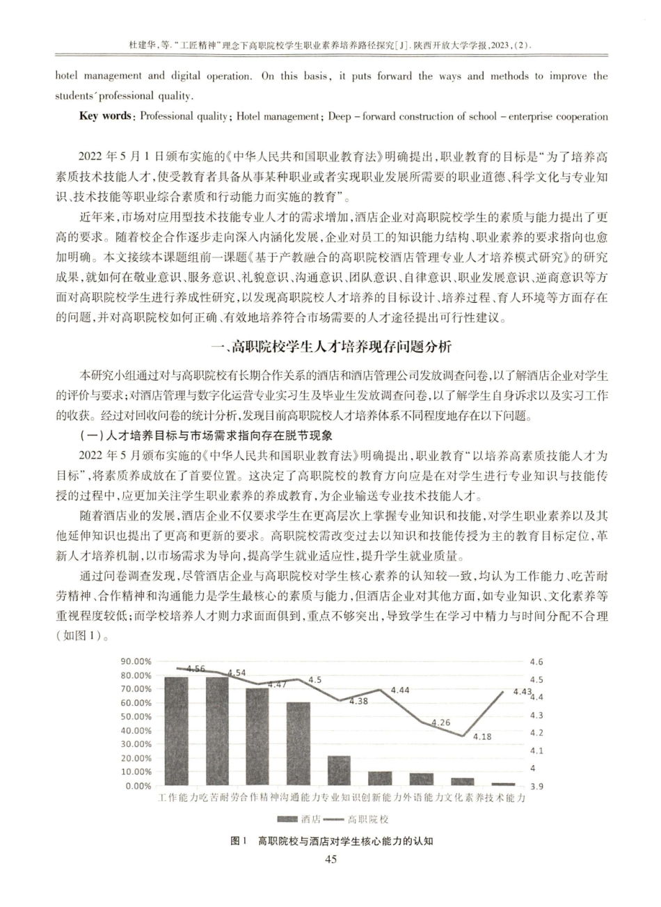 “工匠精神”理念下高职院校学生职业素养培养路径探究——以酒店管理与数字化运营专业为例.pdf_第2页