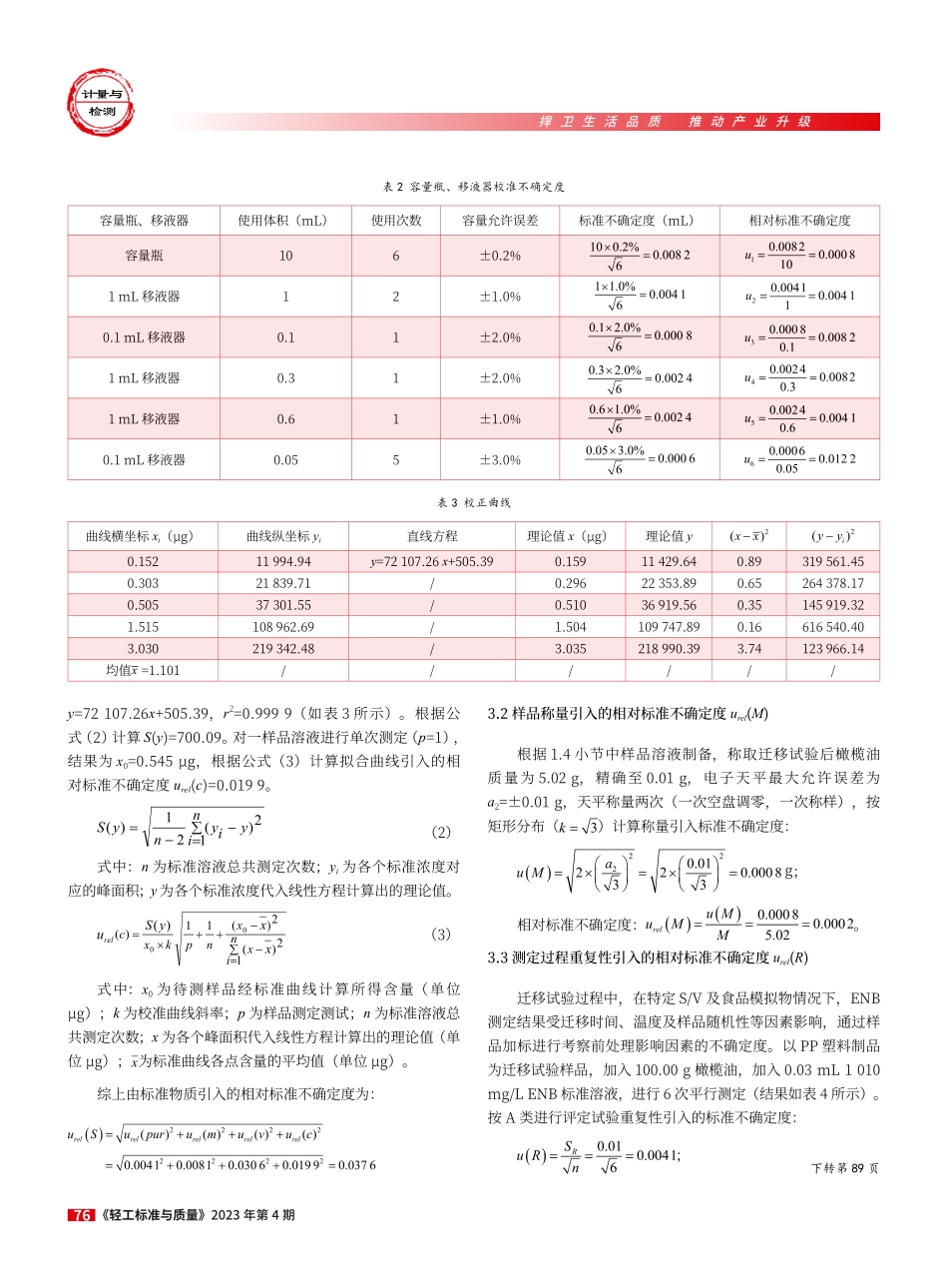 5-亚乙基-2-降冰片烯在油脂食品模拟物中迁移量测定的不确定度评定.pdf_第3页