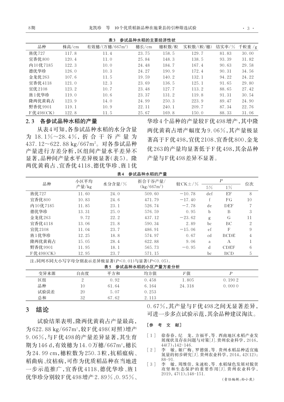 10个优质稻新品种在施秉县的引种筛选试验.pdf_第3页