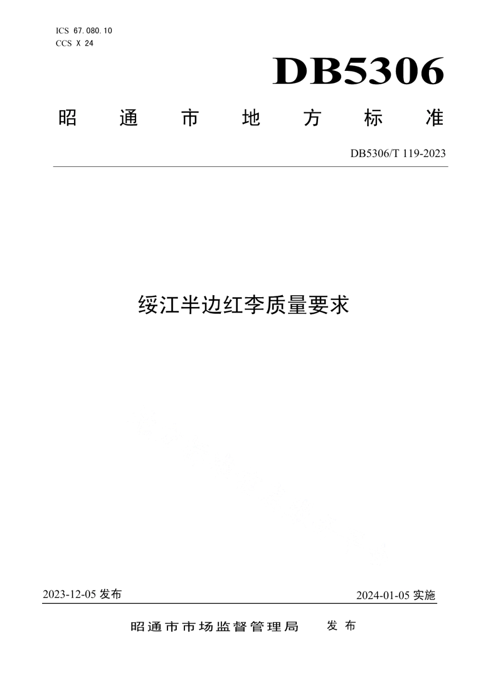 DB5306T 119－2023绥江半边红李质量要求.pdf_第1页