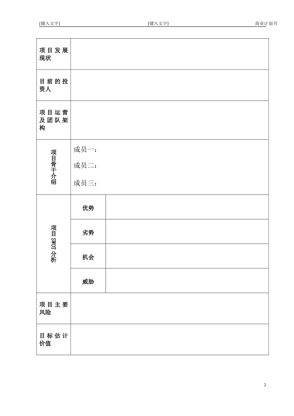 大学生创业指导—创业计划书表格.doc_第2页