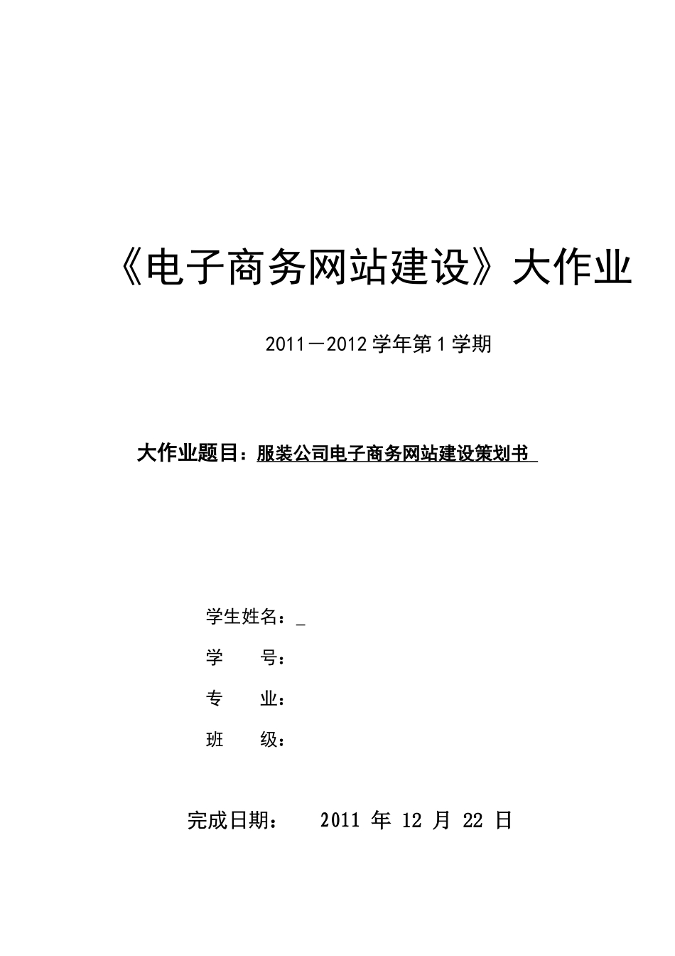 服装公司电子商务网站建设策划书.doc_第1页