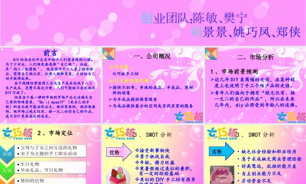 七巧板-手工坊--DIY--创业计划书.ppt