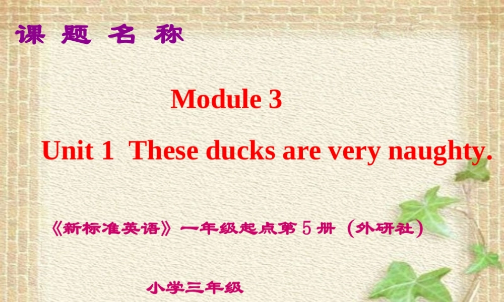 Module 3 Unit 1 These ducks are very naughty. (1).ppt