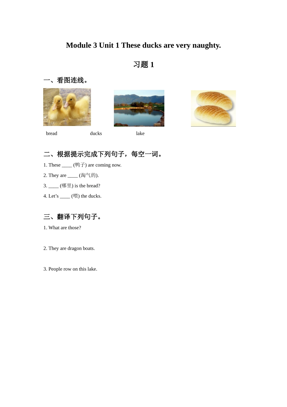 Module 3 Unit 1 These ducks are very naughty. 习题 1.doc_第1页
