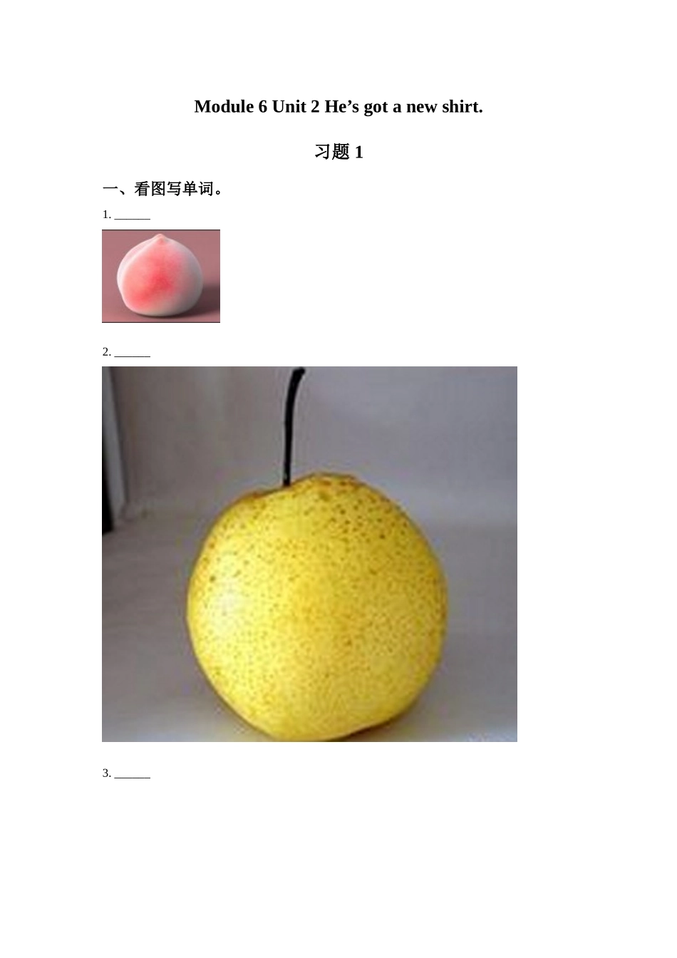 Module 6 Unit 2 He's got a new shirt 习题 1.doc_第1页