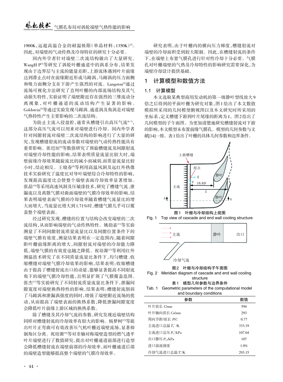 气膜孔布局对涡轮端壁气热性能的影响.pdf_第2页