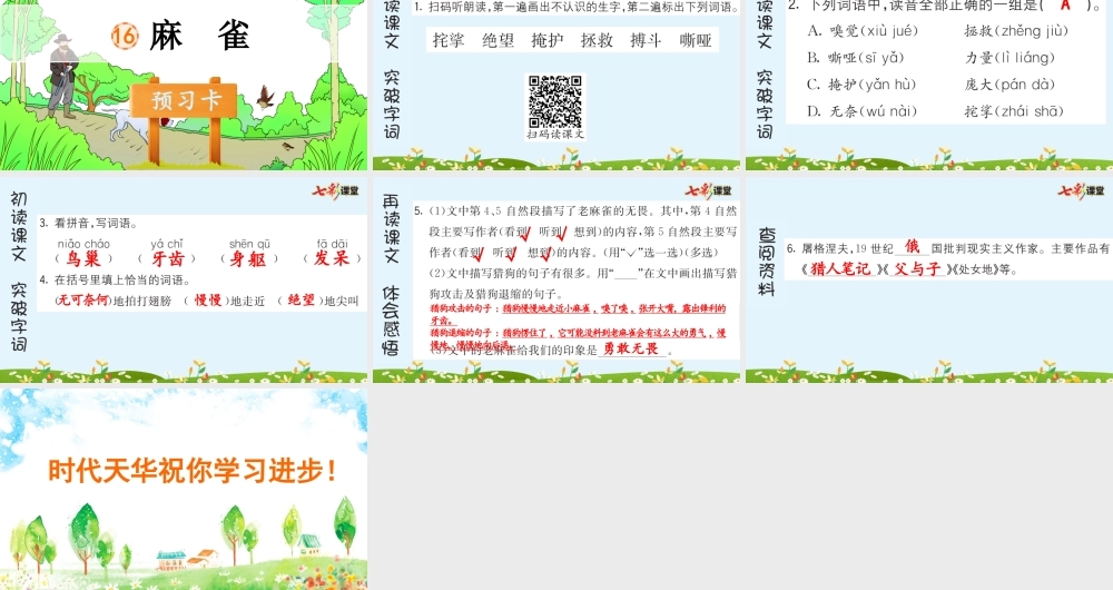 16 麻雀 预习卡.pptx