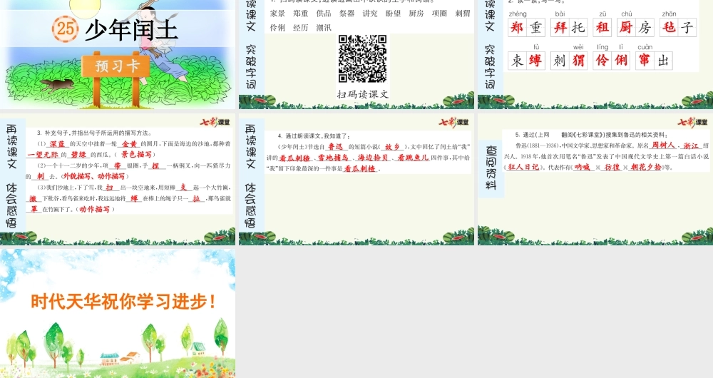 25 少年闰土 预习卡.pptx