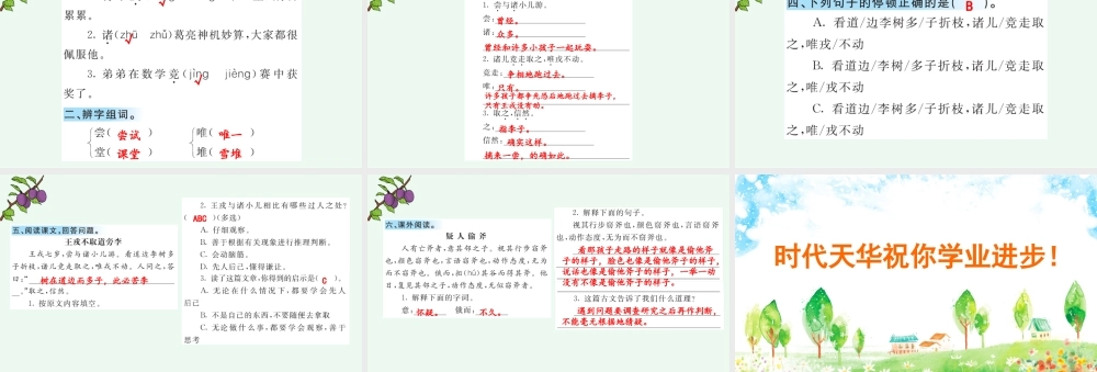 25 王戎不取道旁李 课课练.pptx