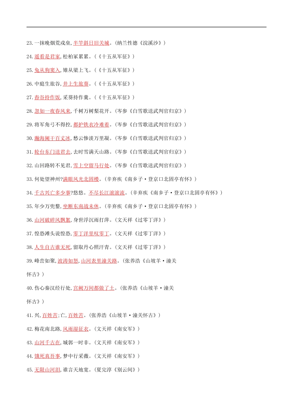 专题五古诗文默写（解析版）-九年级下期末考前易错专题复习（部编版）.docx_第2页