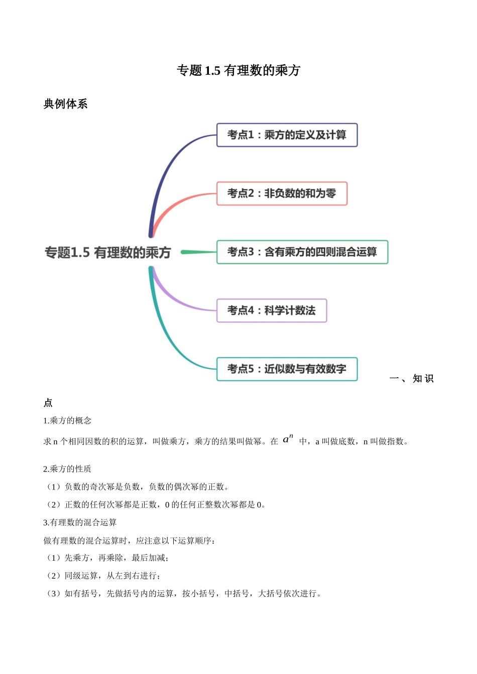 1.5 有理数的乘方讲练（原卷版）（人教版）.docx_第1页