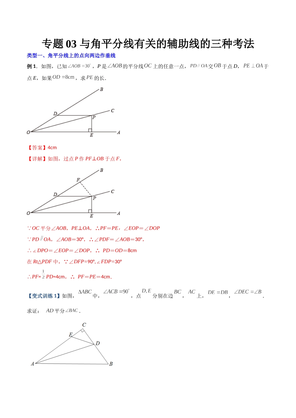专题03 与角平分线有关的辅助线的三种考法（解析版）（人教版）.docx_第1页