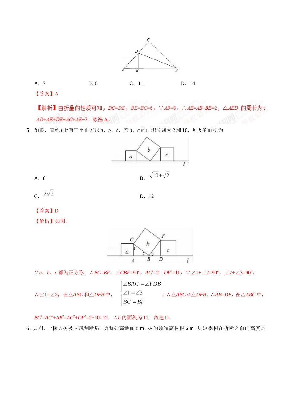 17.1 勾股定理-八年级数学人教版（下册）（解析版）.doc_第2页