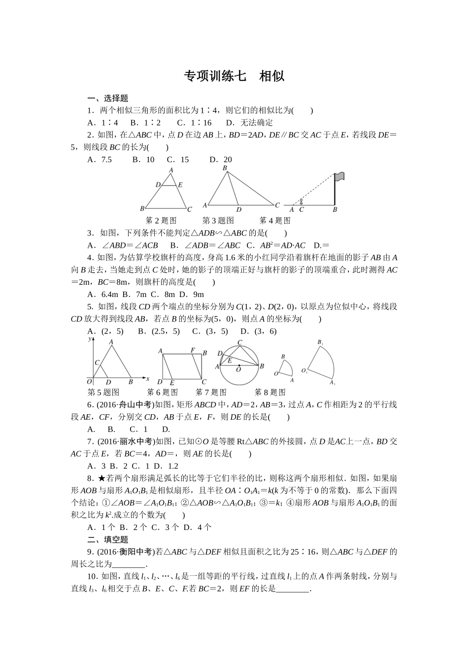 专项训练七　相似.doc_第1页