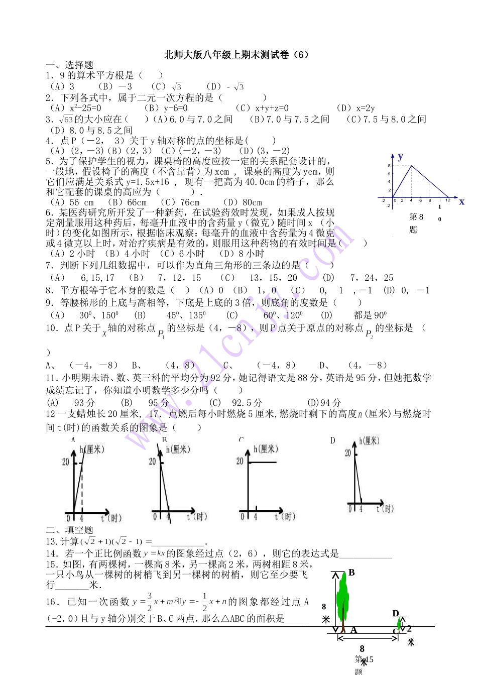 北师大版八年级上期末测试卷（6）.doc_第1页