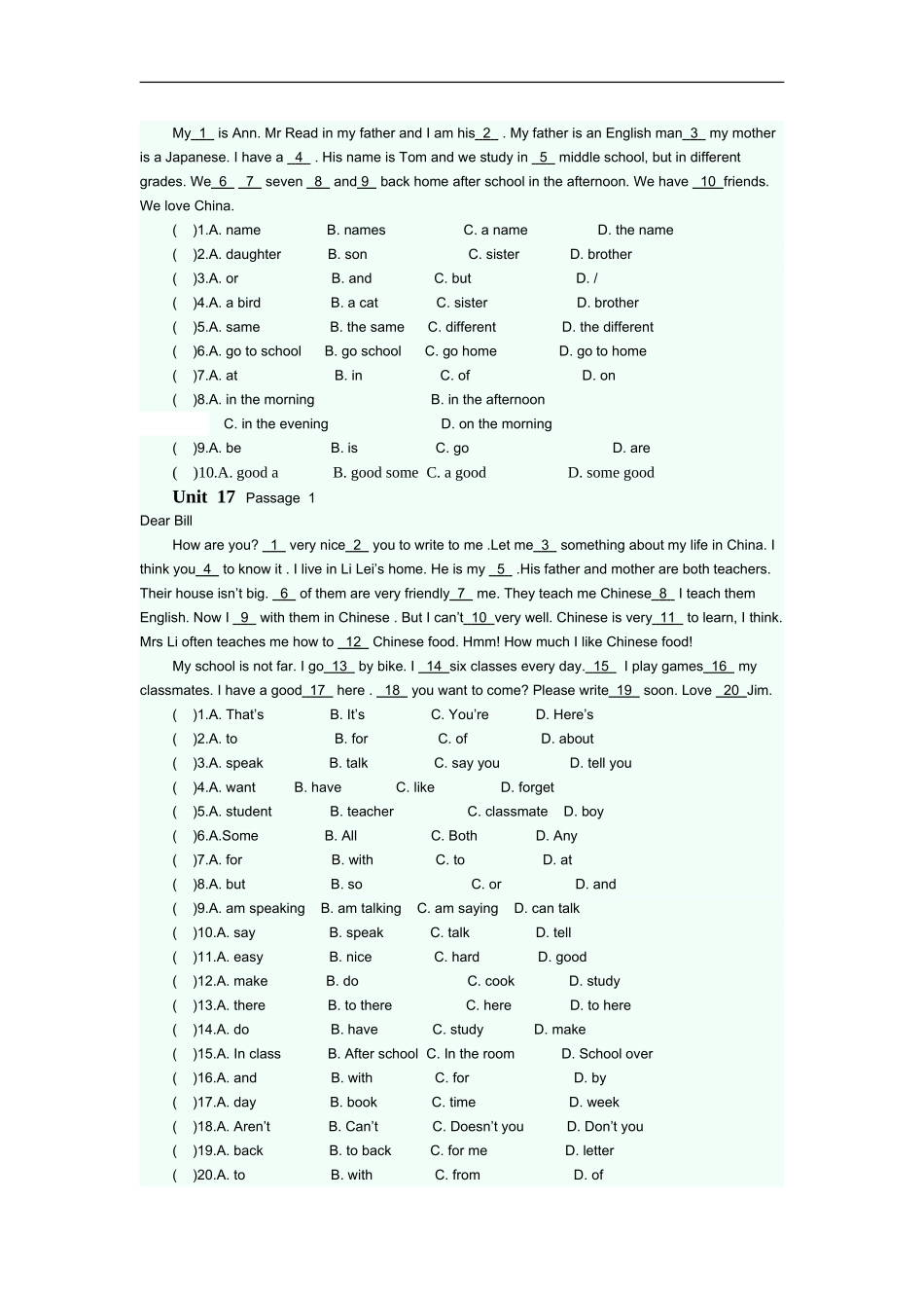 完型填空专项练习题 6.doc_第2页