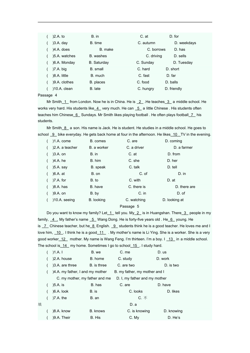 完型填空专项练习题 8.doc_第2页