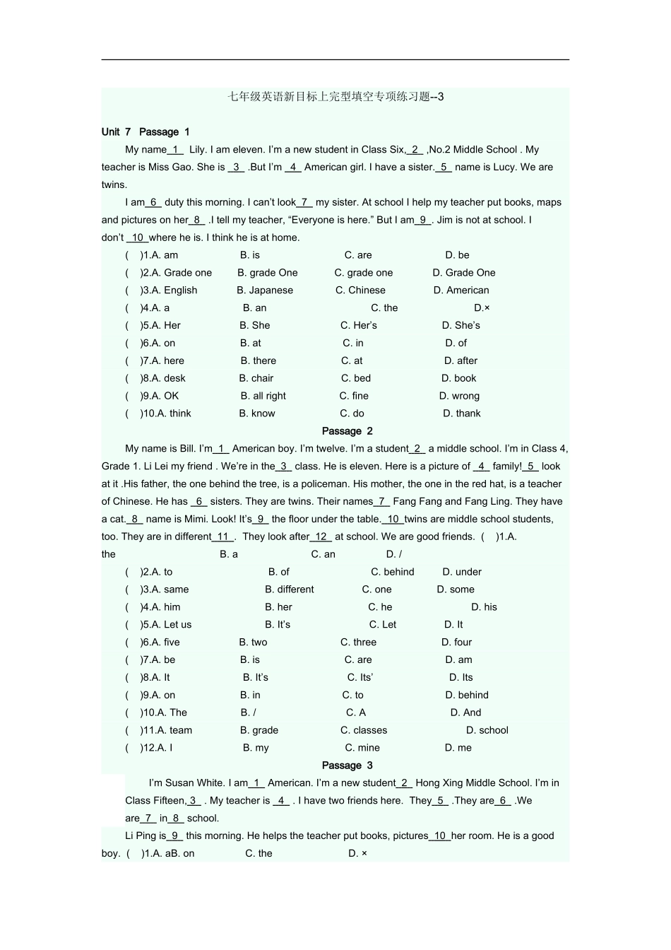 完型填空专项练习题 3.doc_第1页