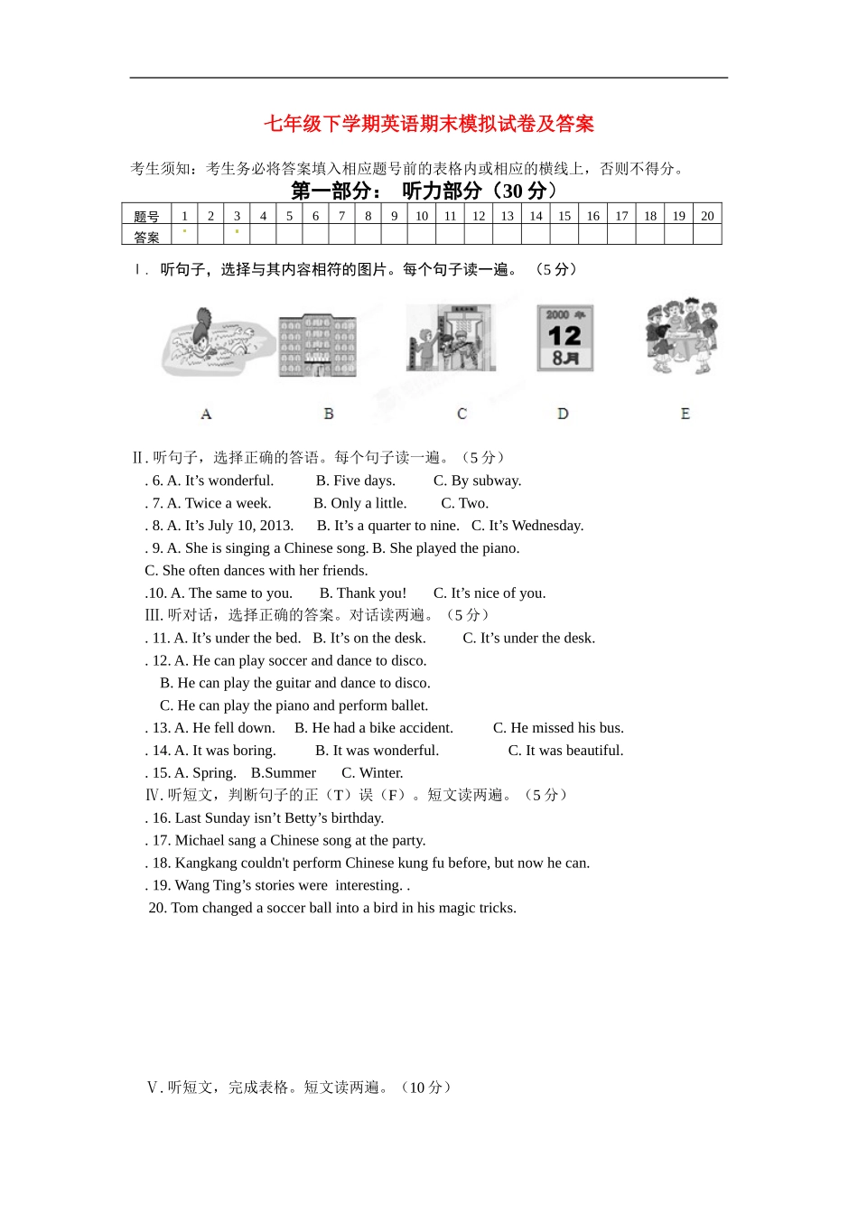 06.人教版七年级英语下册期末测试题_06（附答案）.doc_第1页