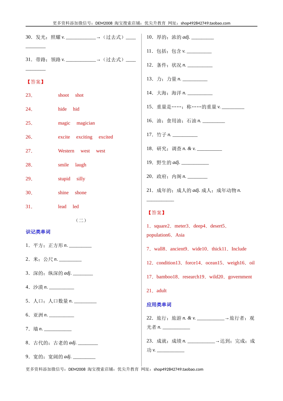 专题01重点词汇及专练（解析版）（人教版）.docx_第2页