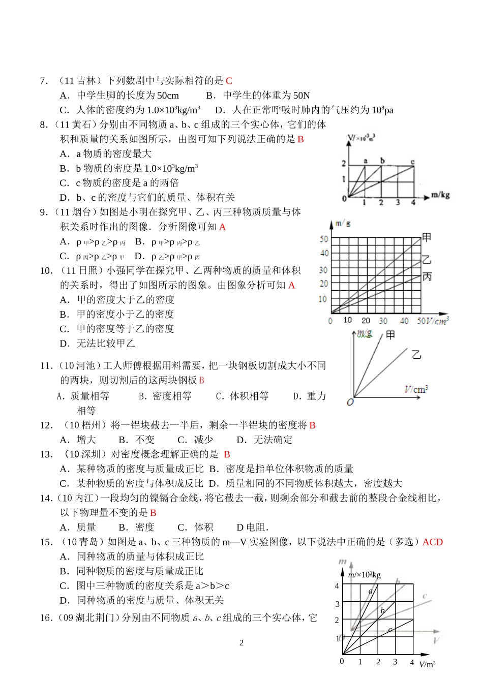 物理第6章第1~2节：质量和密度.doc_第2页