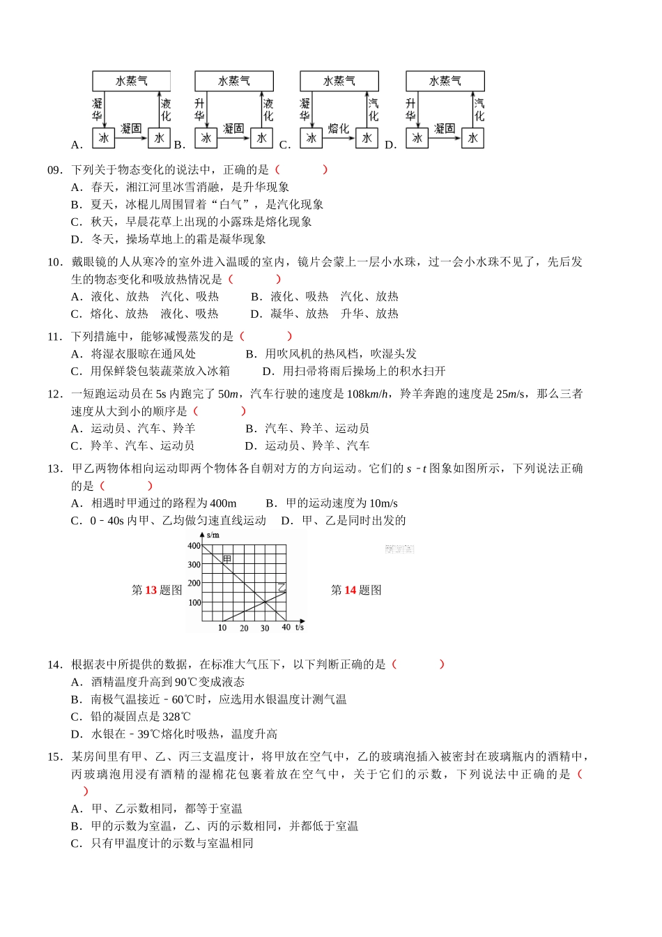 湖南省长沙市麓山国际实验学校2020-2021学年度第一学期八年级期中考试物理试卷（含答案）.doc_第2页