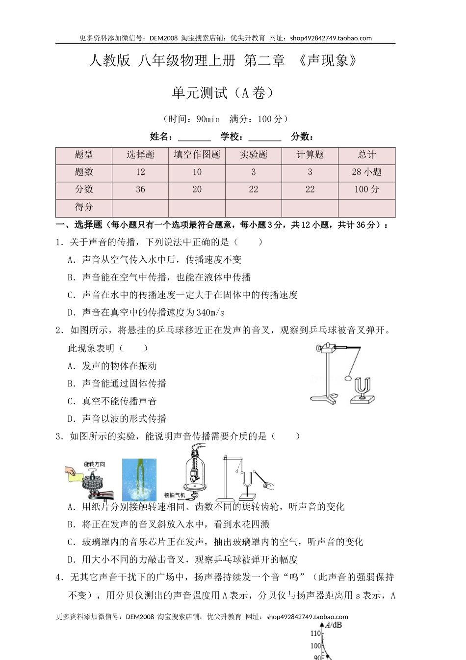 第2章《声现象》单元测试练习（A卷）（原卷版）.docx_第1页