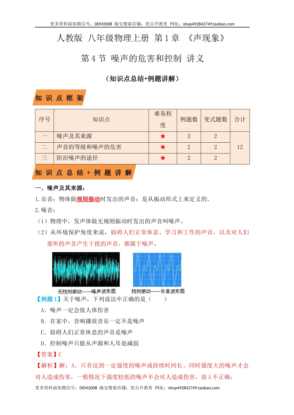 2.4噪声的危害和控制（知识点+例题）（解析版）.docx_第1页