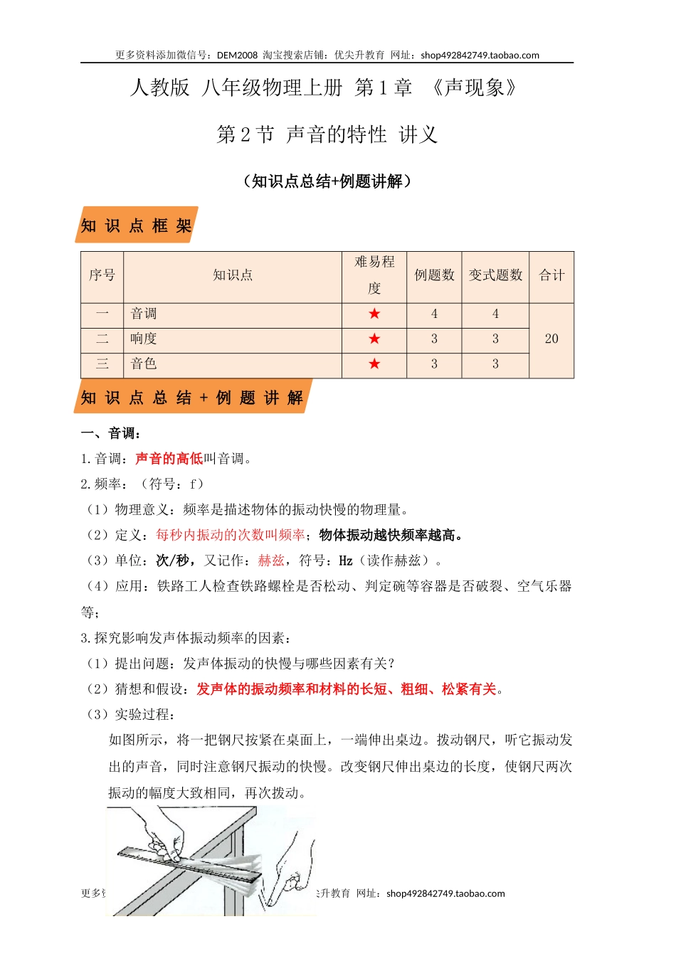 2.2声音的特性（知识点+例题）（解析版）.docx_第1页