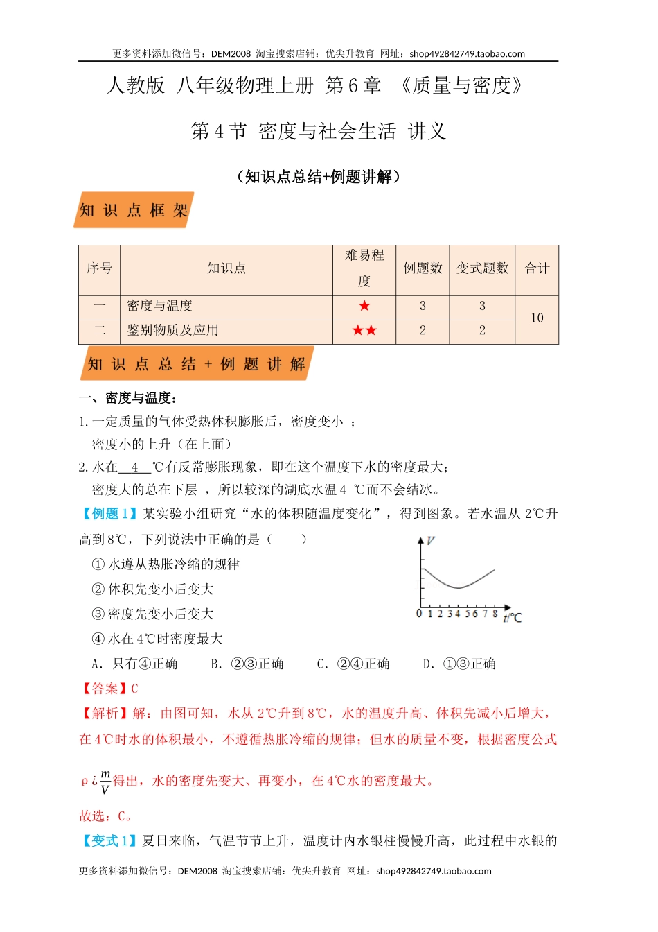 6.4 密度与社会生活（知识点+例题）（解析版）.docx_第1页